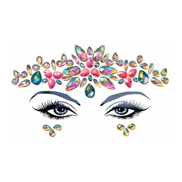 LRAVE Festival Multi Color Crystal Tiara Face Jewel - Picture 2 of 2